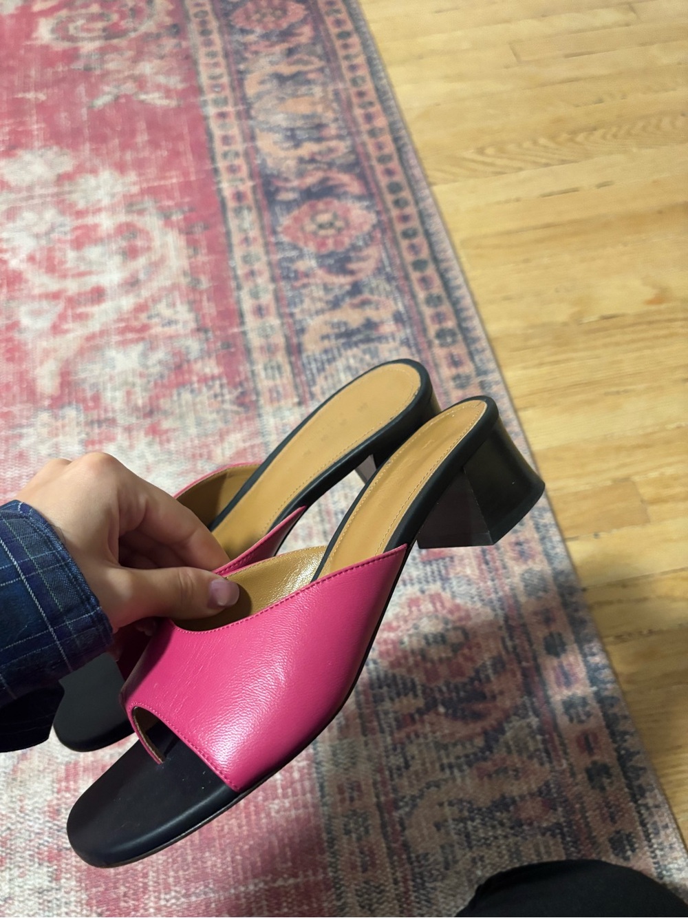 Marni Hot Pink and Black Slip-On Mules - Picture 5 of 5